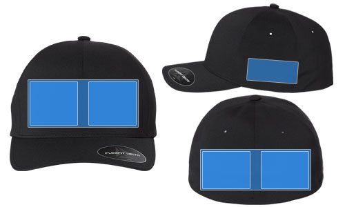 Fitted hat decoration placement